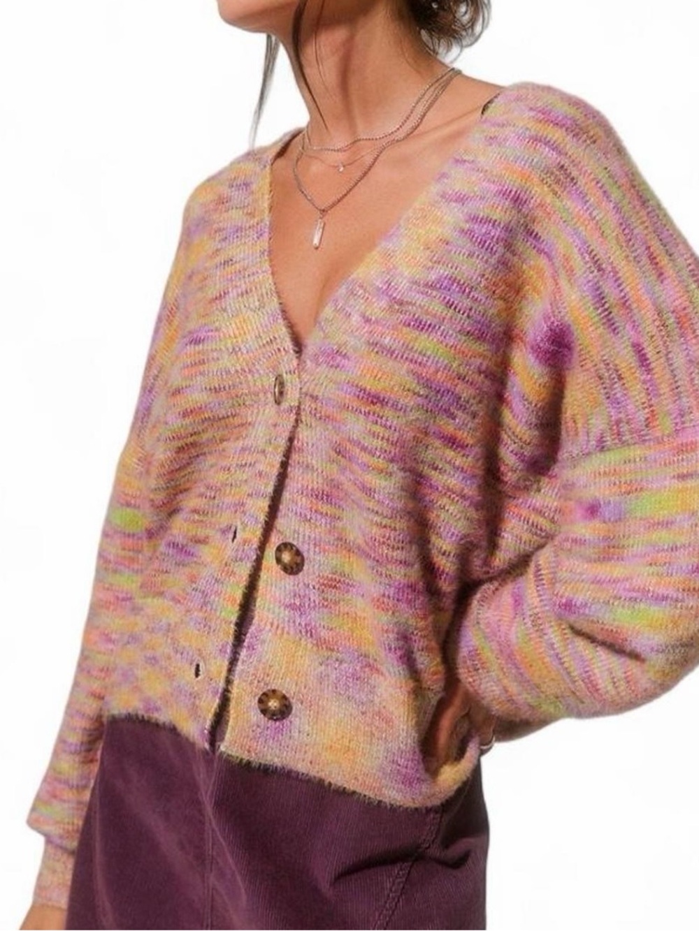 Urban outfitters Thea Fuzzy colorfull slouchy Knit Cardigan sweater